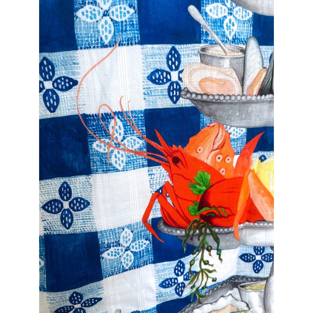 Rachel Antonoff Gwen Seafood Tower Print Mini Dress Blue Check Gingham Floral 6 - Picture 6 of 14